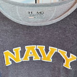 Under Armour Semi Fitted All Weather Long Sleeve NAVY Shirt.